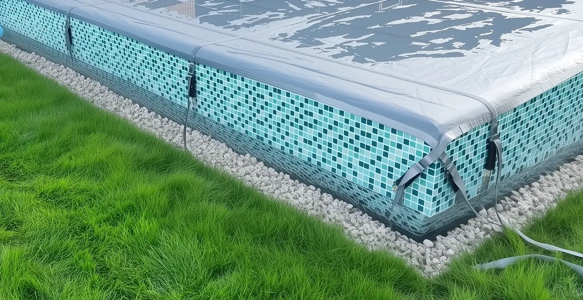 Покрывало для бассейна под снегом — защита зимой в Норильске